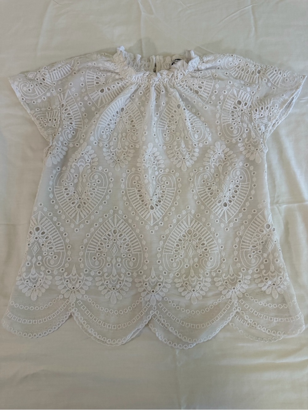 Express White Eyelet Smocked Neck Blouse